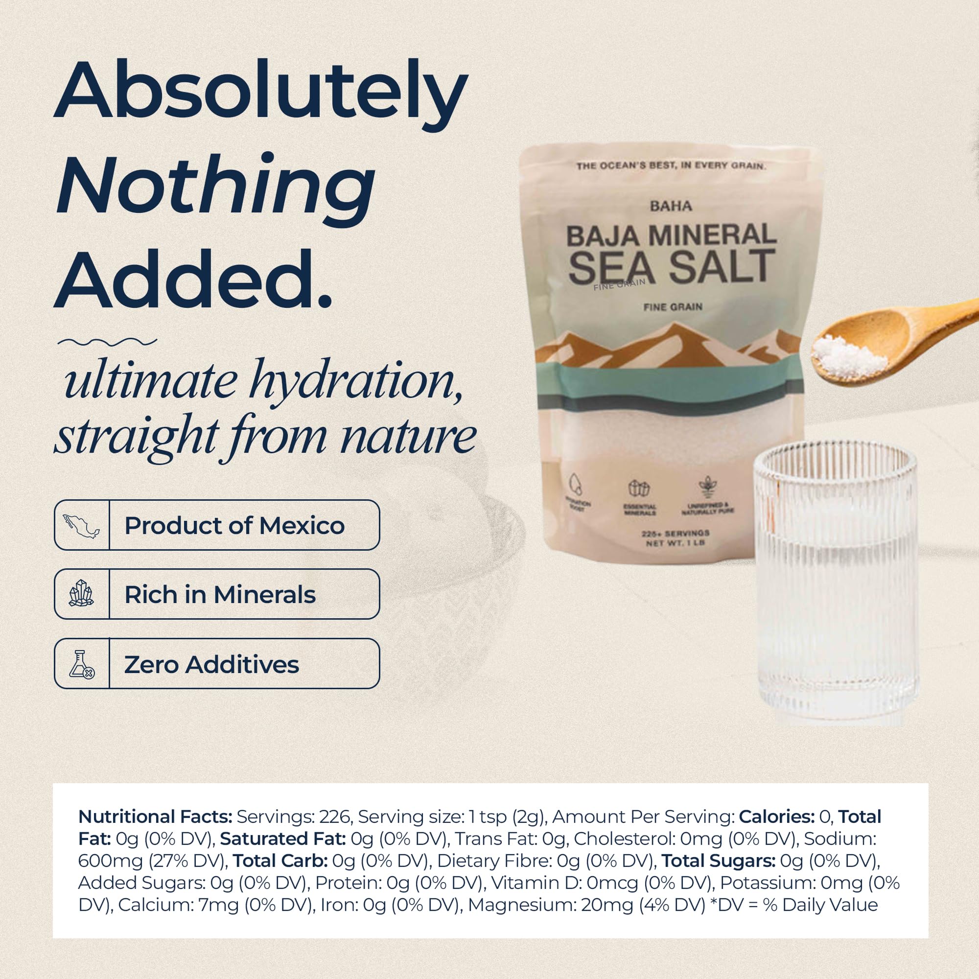 BAHA Sea Salt resealable pouch keeps freshness for daily cooking.