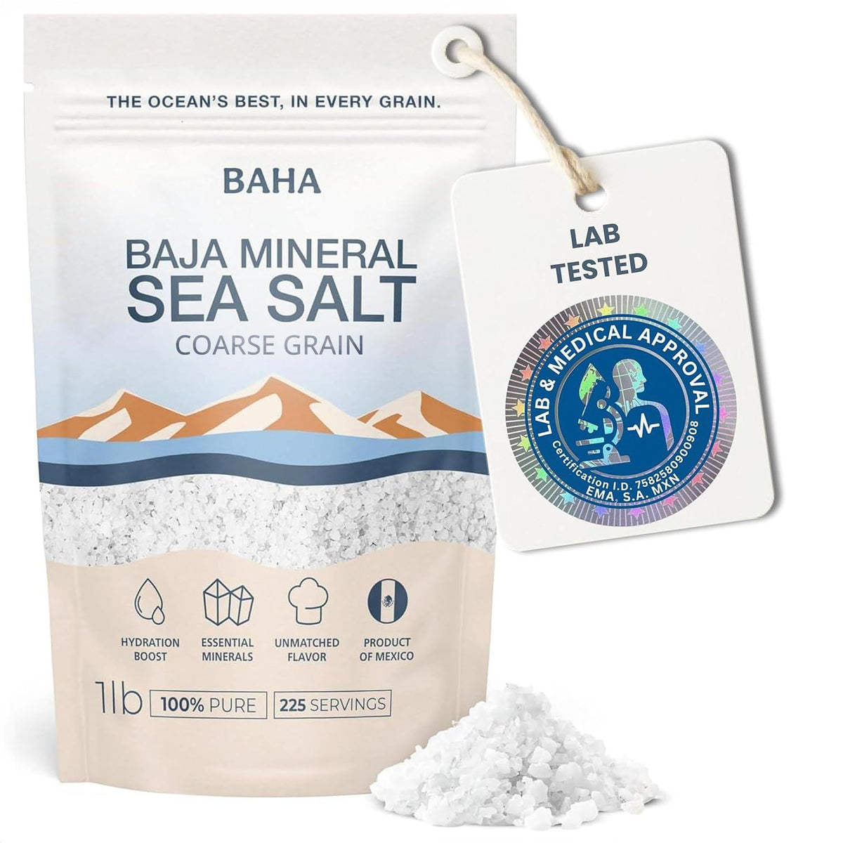 BAHA Sea Salt bottle pouring to enhance seasoning and flavor