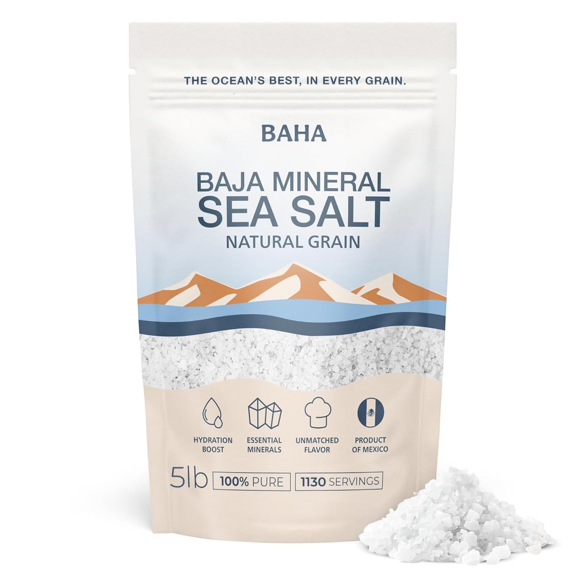 BAHA Sea Salt mineral crystals for gourmet finishing.