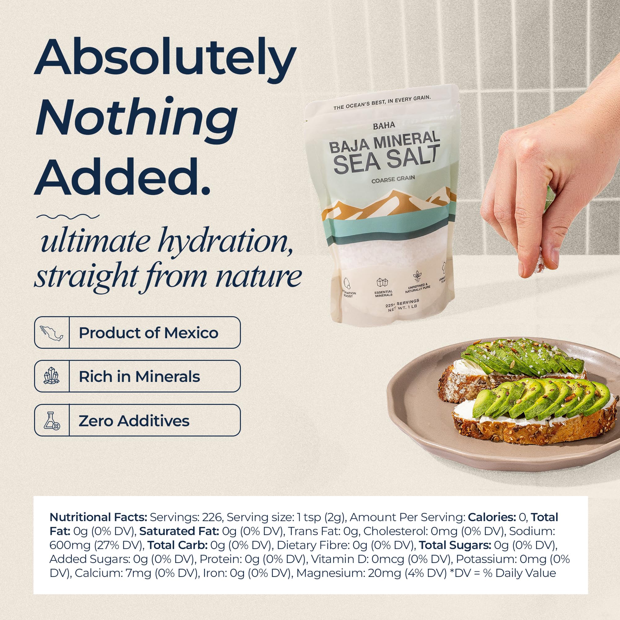 BAHA Sea Salt resealable pouch packaging preserving freshness