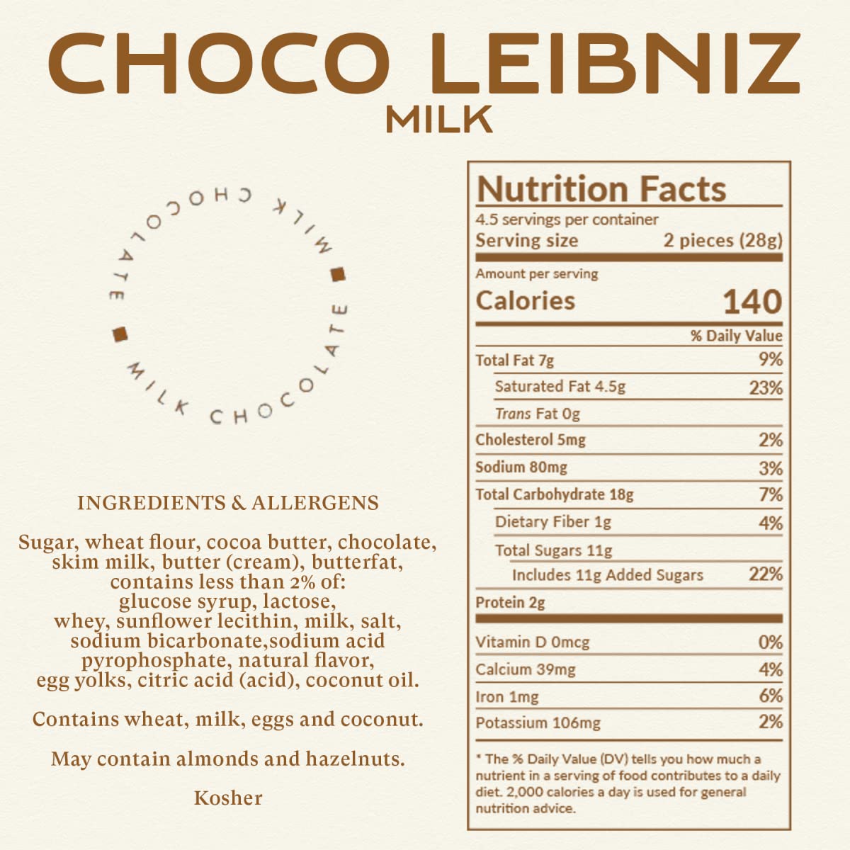 Close-up of milk chocolate atop buttery Leibniz biscuits.