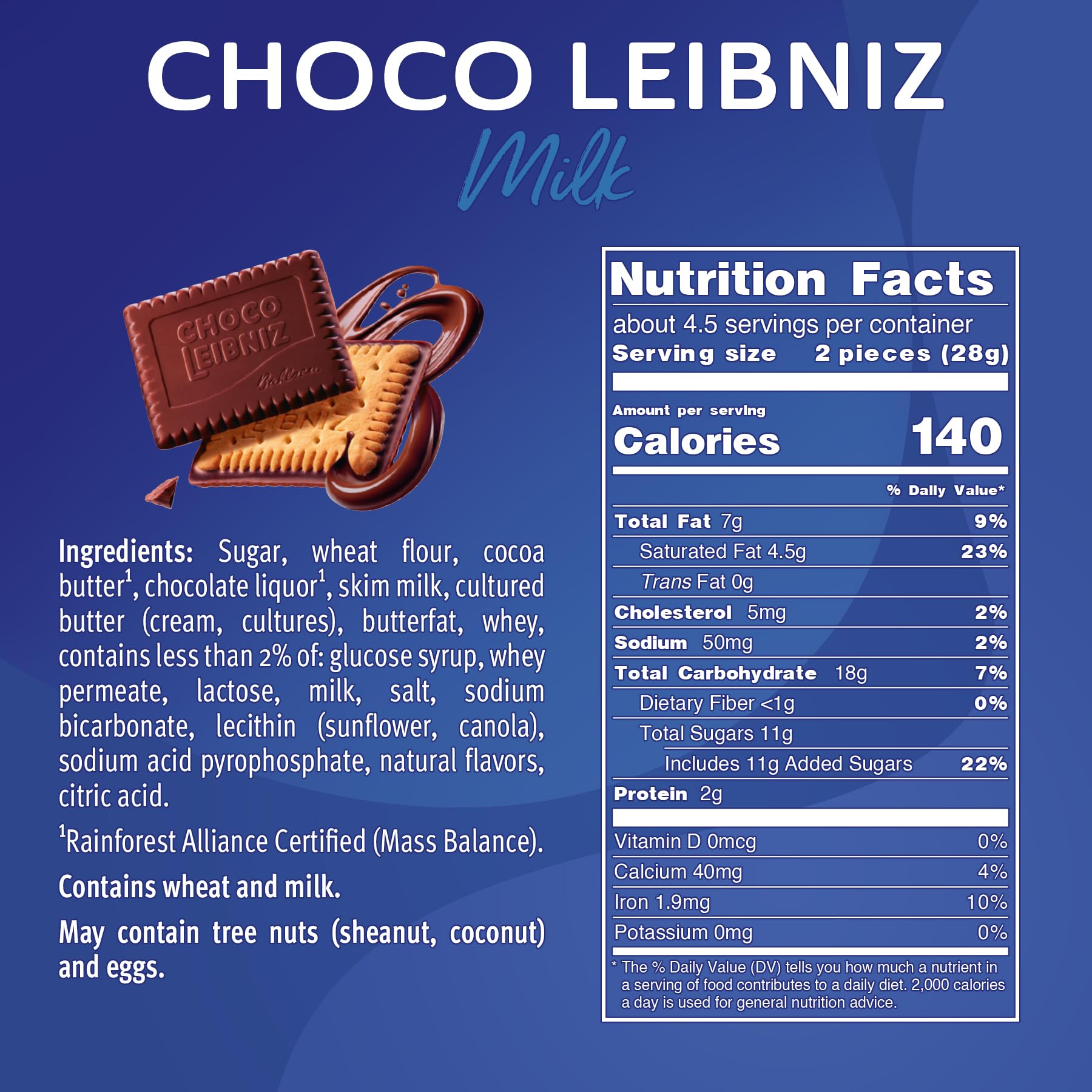 Three stacked Bahlsen Leibniz Milk Cookies suggesting a quick indulgence moment.