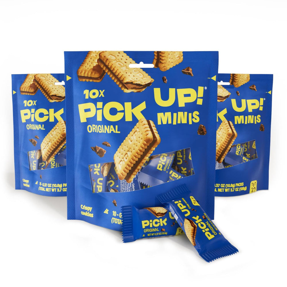 Bahlsen PiCK UP! Minis Original packaging with three bags for on-the-go snacking