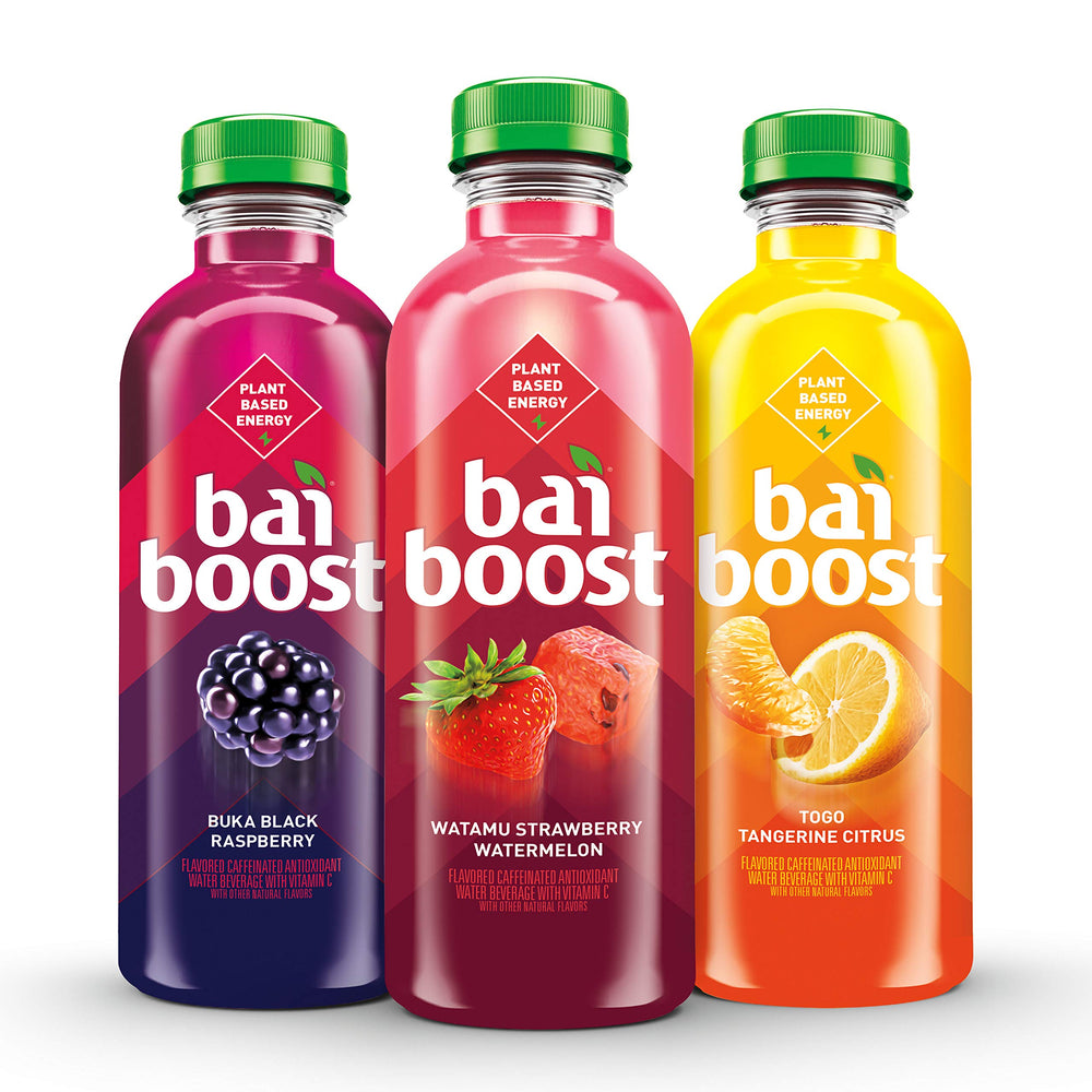 Nutrition label of Bai Boost with 110 mg caffeine and sugar details