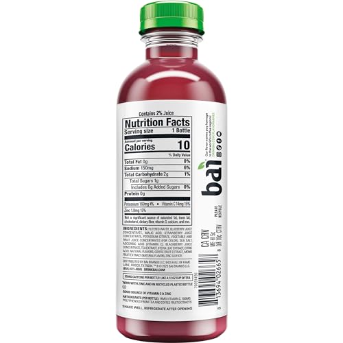 Bai Brasilia Blueberry bottle pour, capturing a refreshing, flavorful rush.