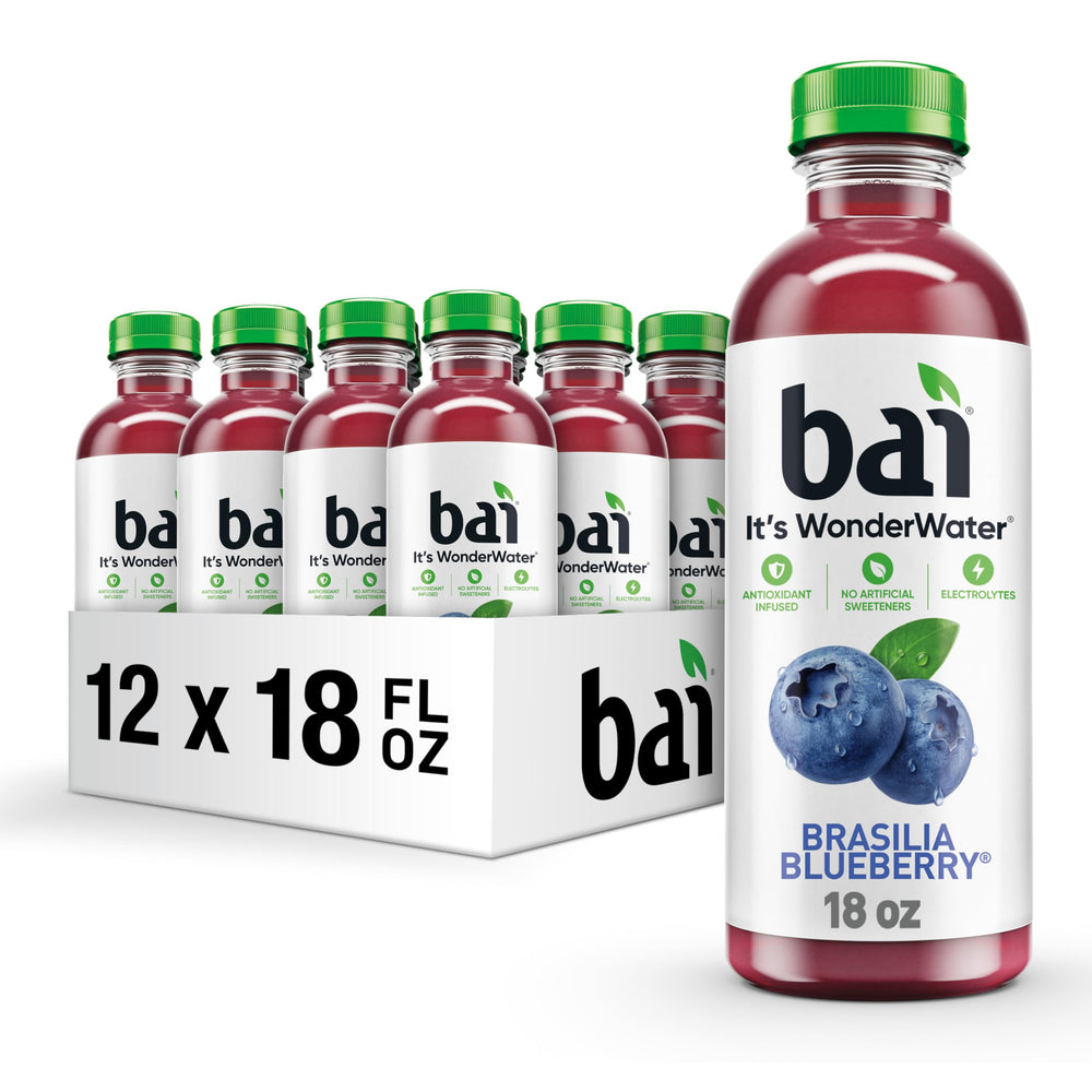 Bai Brasilia Blueberry bottle with bold flavor and no artificial sweeteners.