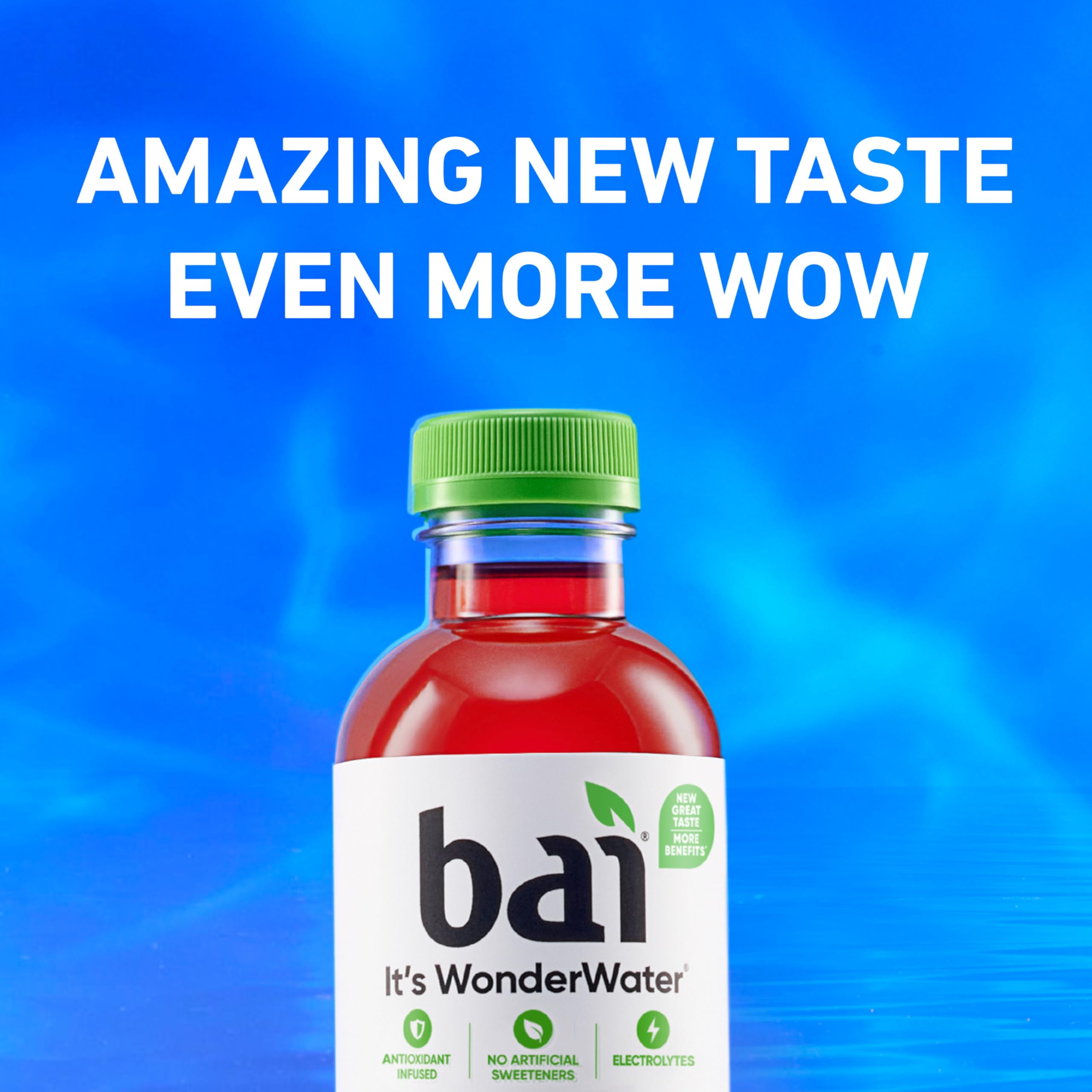 Bai Brasilia Blueberry packaging highlights recycled content and sustainability.