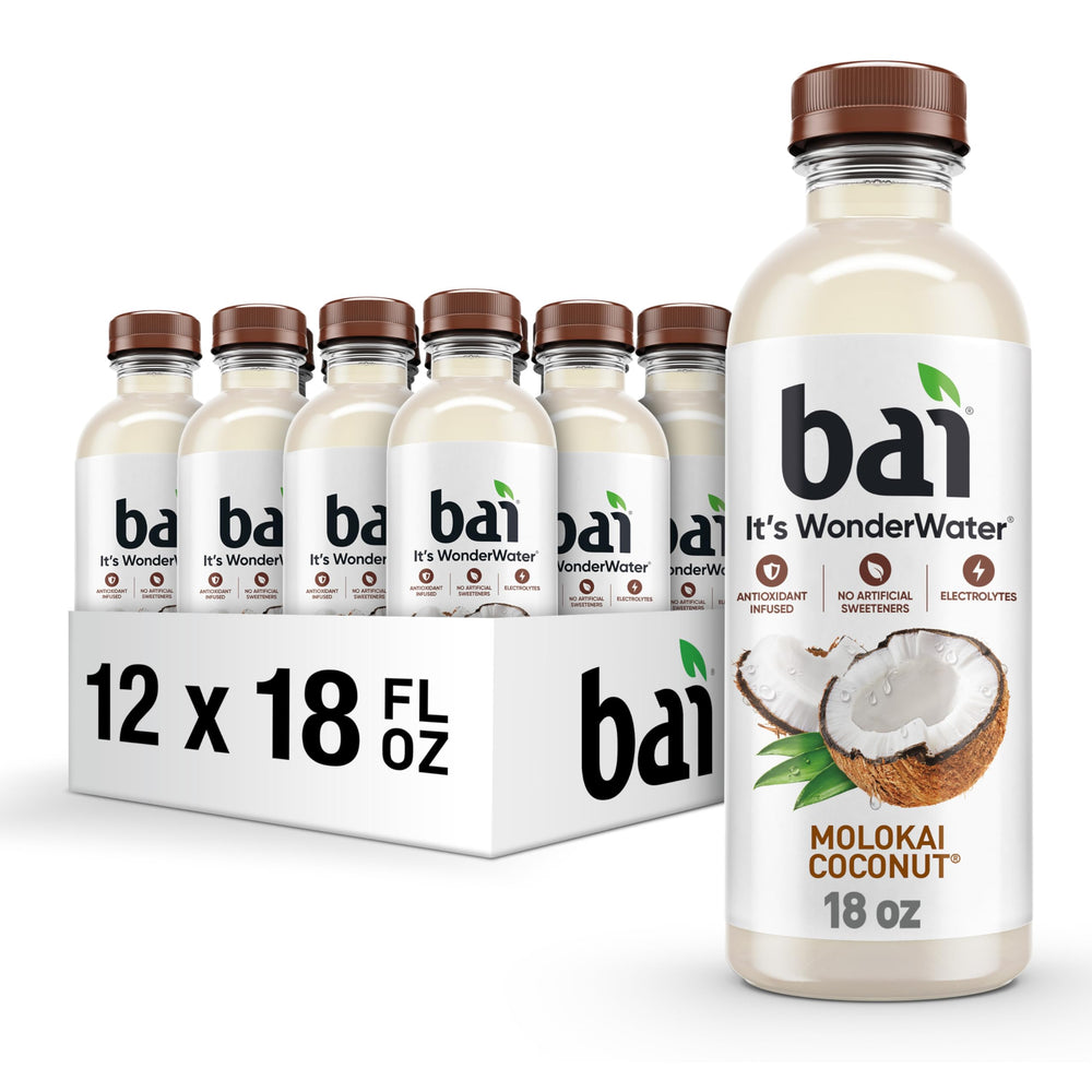 Bai Molokai Coconut bottle 18oz for bold, refreshing hydration with antioxidants.