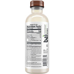 Bai Molokai Coconut bottle back highlighting ingredients and no artificial sweeteners.