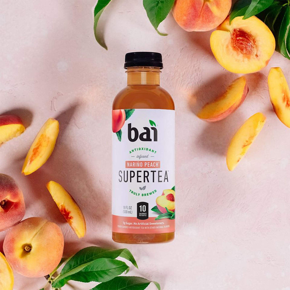 Bai Narino Peach Tea low-sugar bottle for mindful sipping.
