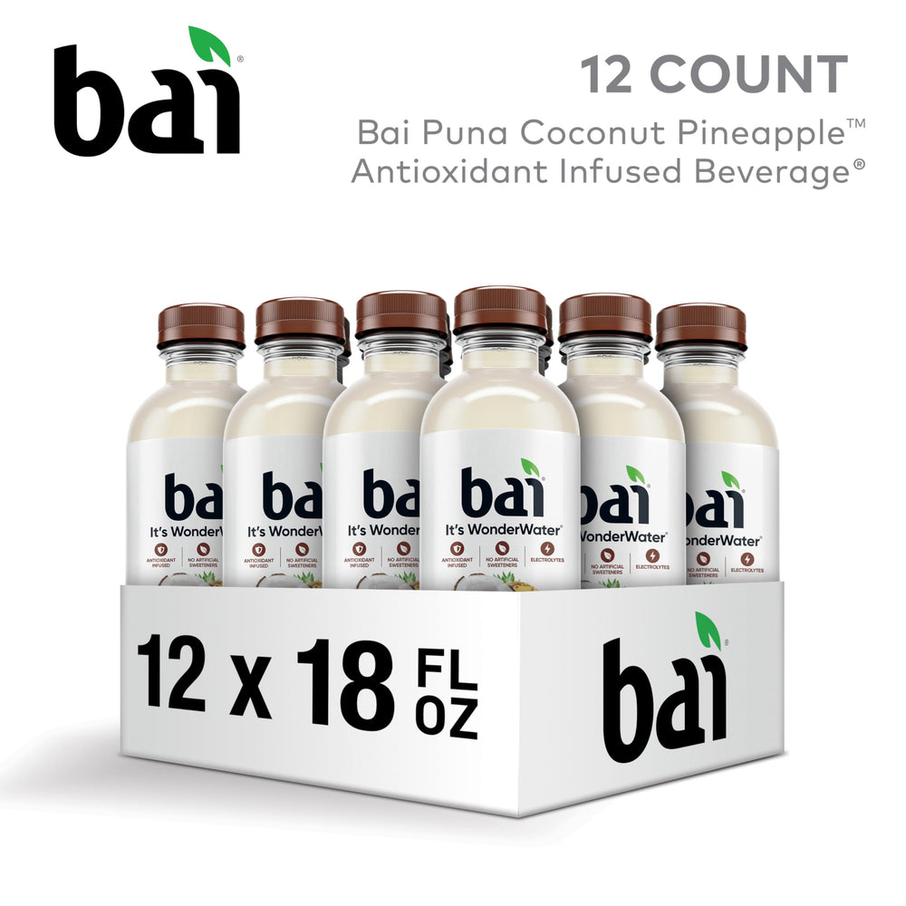 Bai Puna Coconut Pineapple can on ice emphasizes refreshing, low sugar hydration