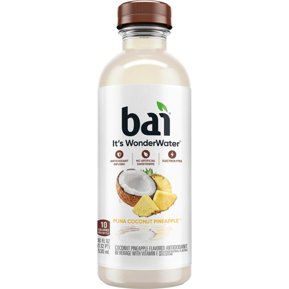 Chilled Bai Puna Coconut Pineapple served beside a snack for refreshment.