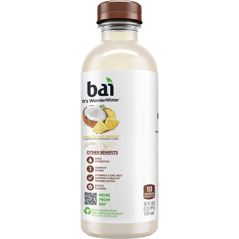 Bai Puna Coconut Pineapple label notes Vitamin C and zinc content.