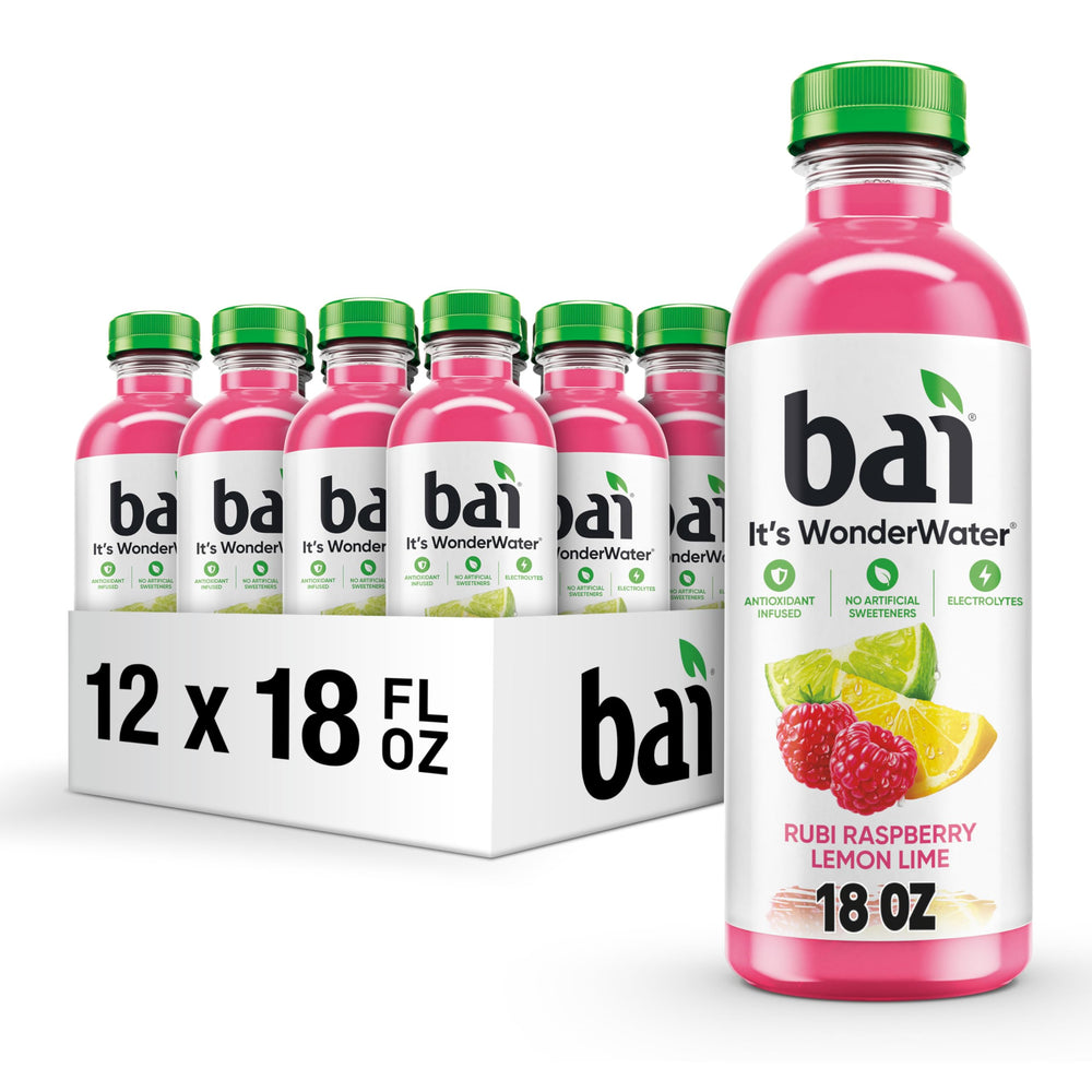 Bai Raspberry Lemon Lime bottle front with antioxidant-infused hydration