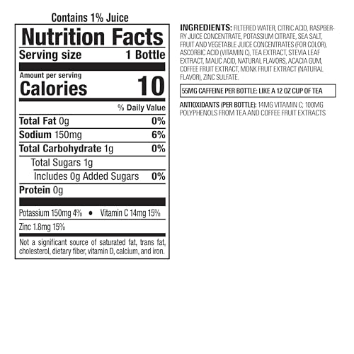 Bai label closeup showing Stevia and no artificial sweeteners