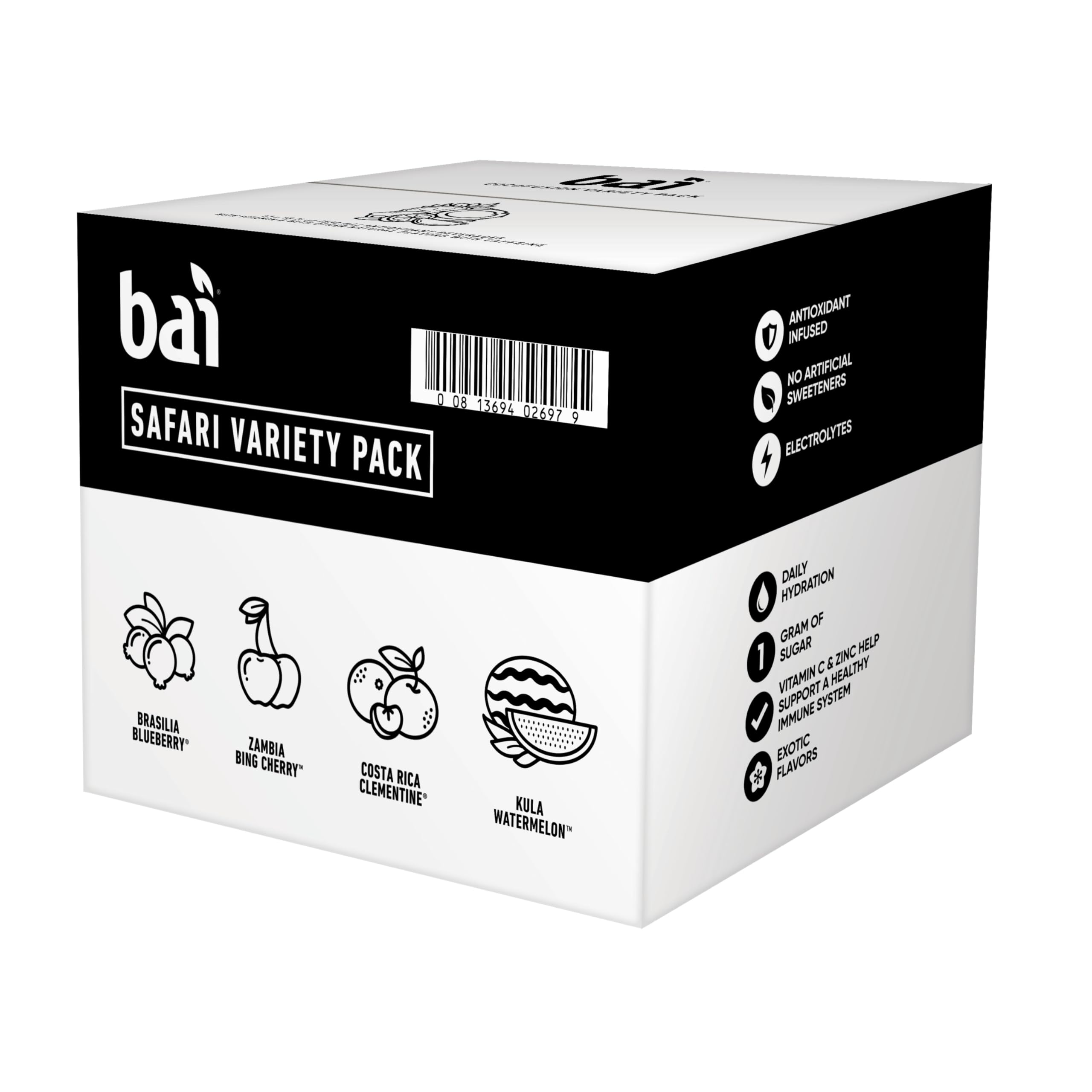 Bai packaging made from 100% recycled plastic excluding cap and label.