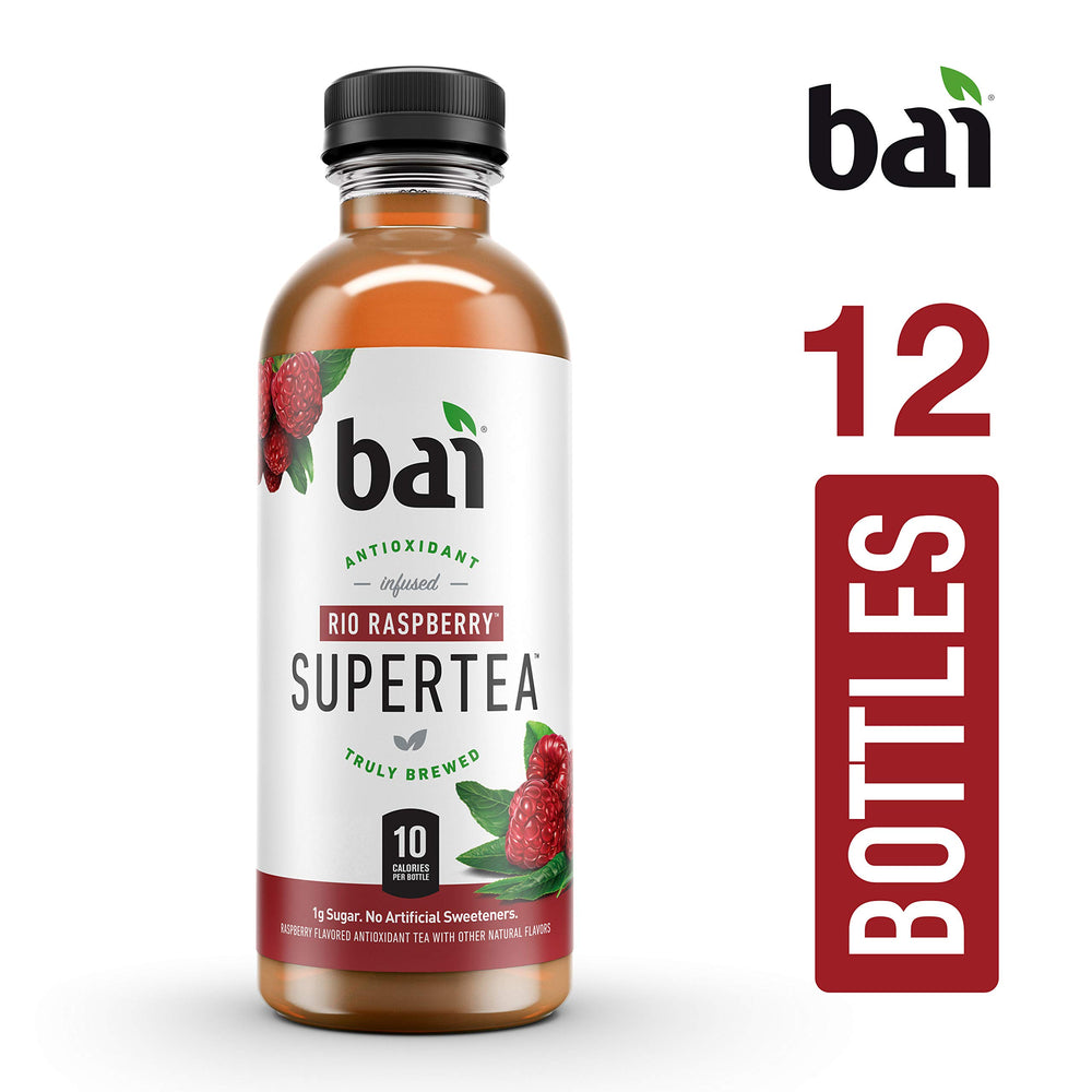 Bai Rio Raspberry brewed tea shot reveals real black and white tea blend.