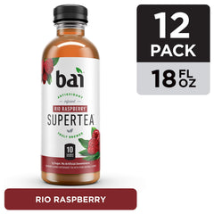 Bai Rio Raspberry close-up on raspberries conveys natural fruit flavor.