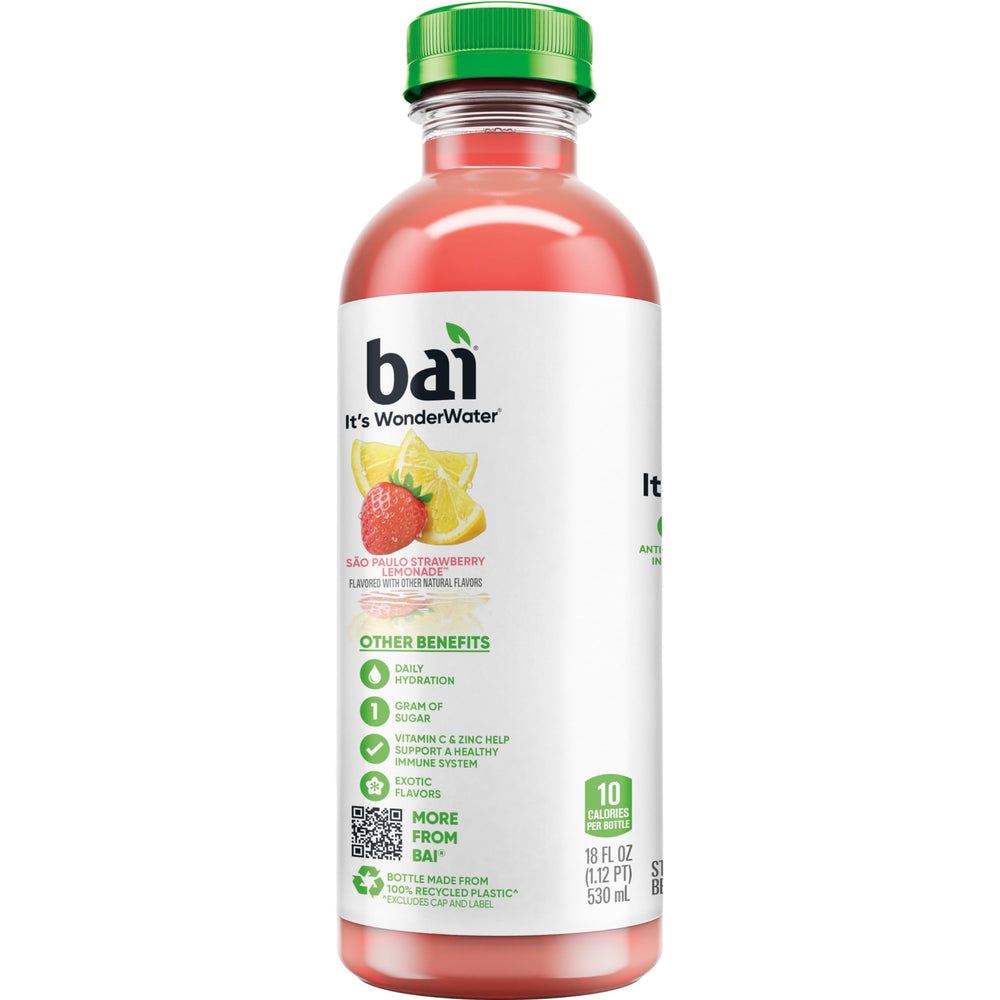 Stevia-sweetened sweetness with no artificial sweeteners in Bai São Paulo Strawberry Lemonade.