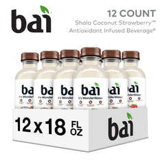 Bai Shala Coconut Strawberry label emphasizes no artificial sweeteners and real fruit flavor.
