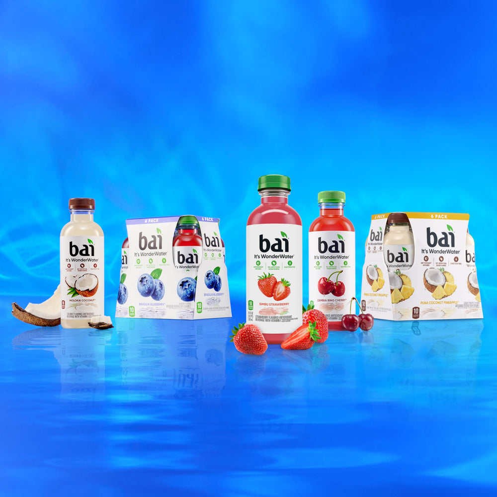 Bai Simbu Strawberry recycled plastic packaging highlights sustainability commitment.