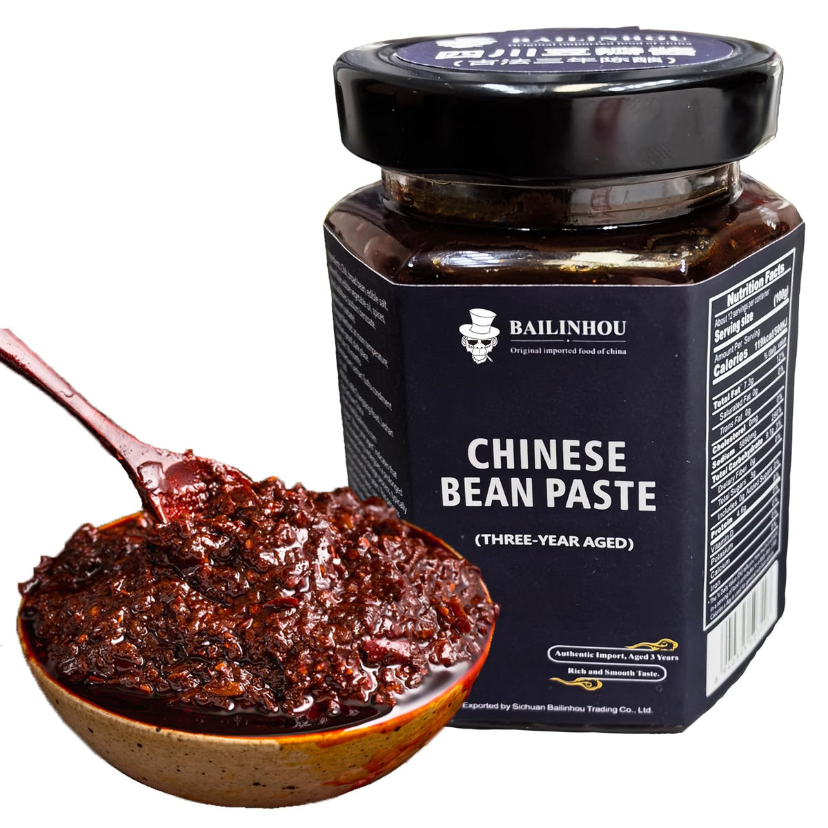 BAILINHOU Sichuan broad bean paste jar for authentic stir-fry flavor.