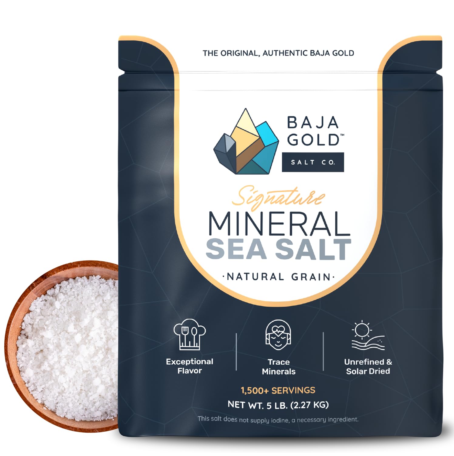Baja Gold Signature Mineral Sea Salt bottle pour for everyday cooking