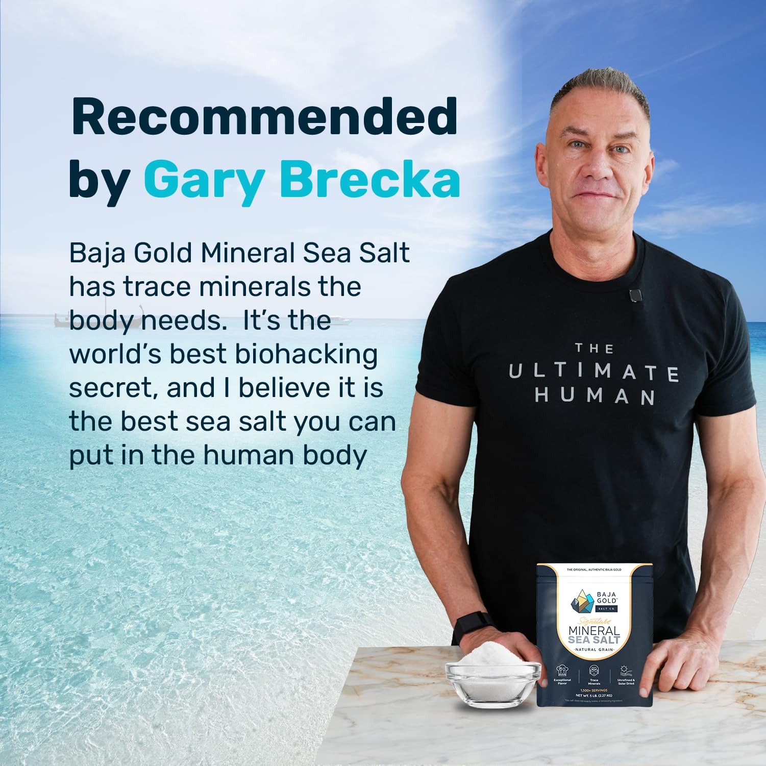 Baja Gold Signature Mineral Sea Salt crust on meat or fish for flavor