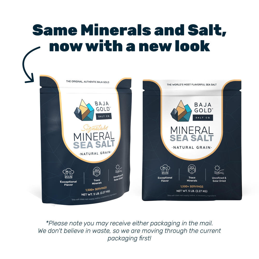 Baja Gold Signature Mineral Sea Salt finishing sprinkle on plated dish
