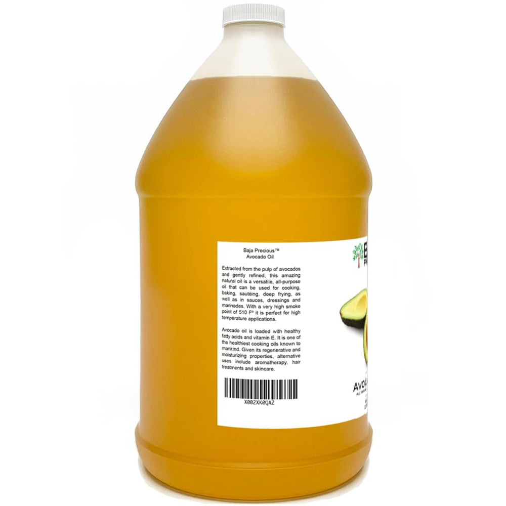 Baja Precious Avocado Oil label—hexane-free, expeller-pressed quality.