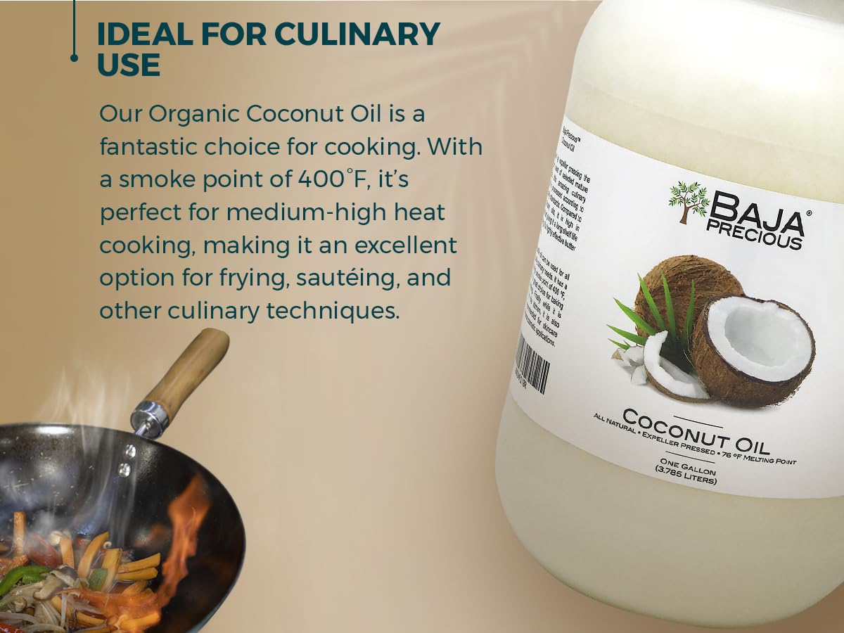 Baja Precious coconut oil texture close-up, rich and luscious for cooking and cosmetic prep.