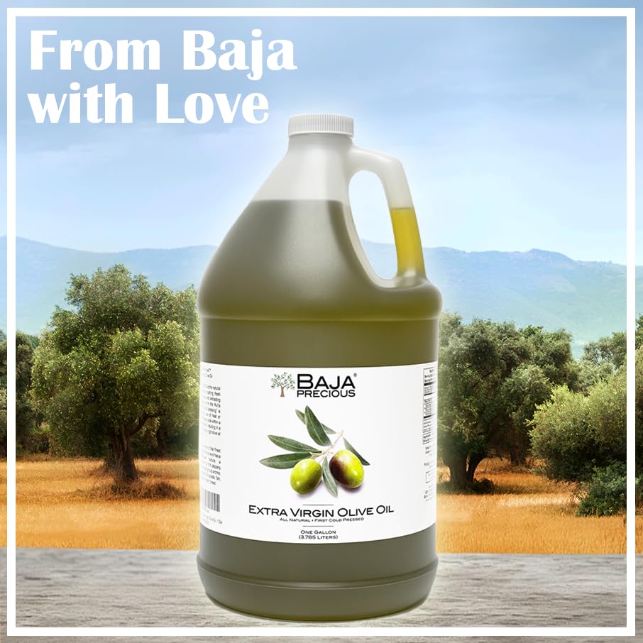 Baja Precious EVOO bottle label shows origin and quality.