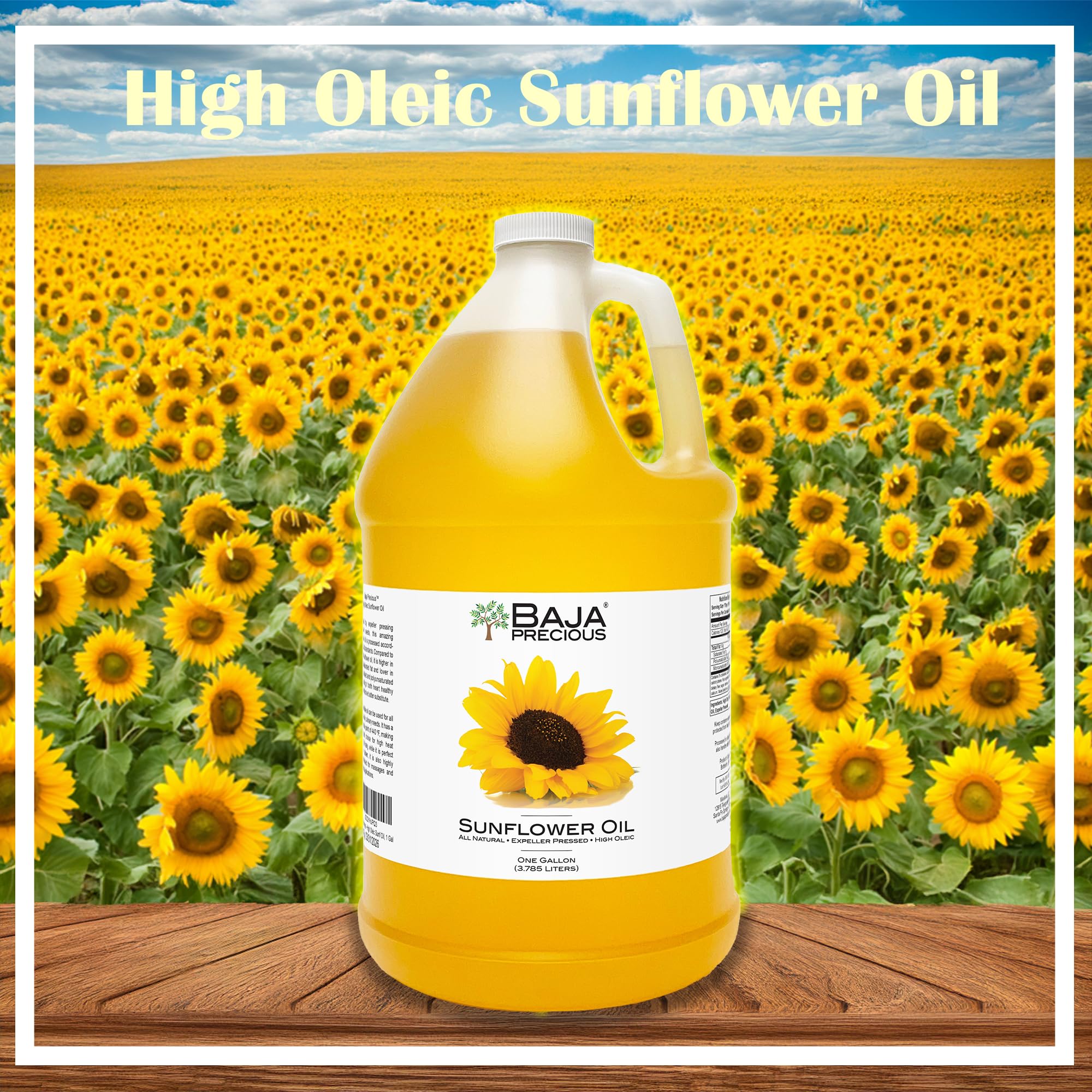 Baja Precious High Oleic Sunflower Oil safety seal close-up ensures freshness for daily use.