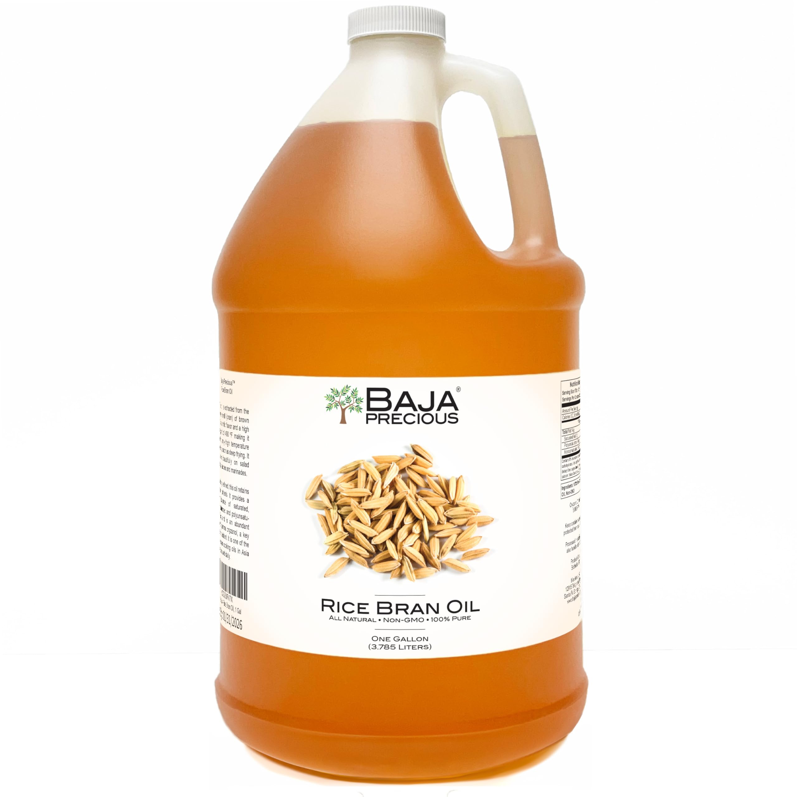 Baja Precious Rice Bran Oil gallon bottle front view for home cooking