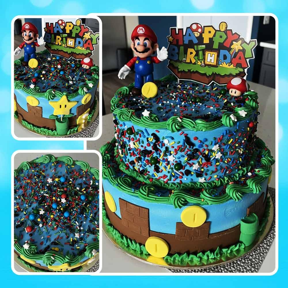BakeBright easy decoration for birthdays and Mario-themed celebrations.