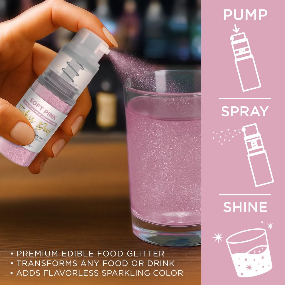 Bakell Edible Glitter for beverages adds pink shimmer to cocktails and mocktails.