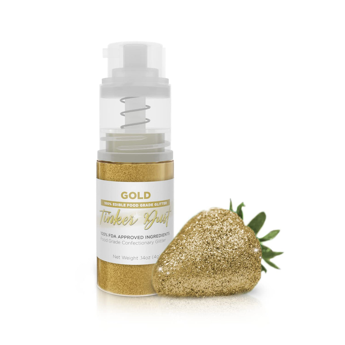 Bakell Gold Tinker Dust cake décor shows shimmering edible glitter for desserts.