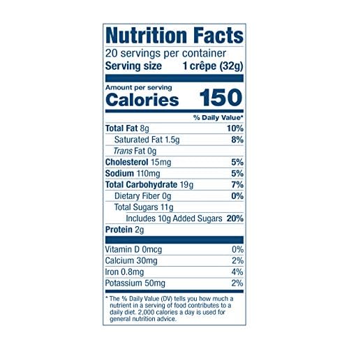 Packaging shows Kosher certified and Non-GMO ingredients for Bakerly crepes.