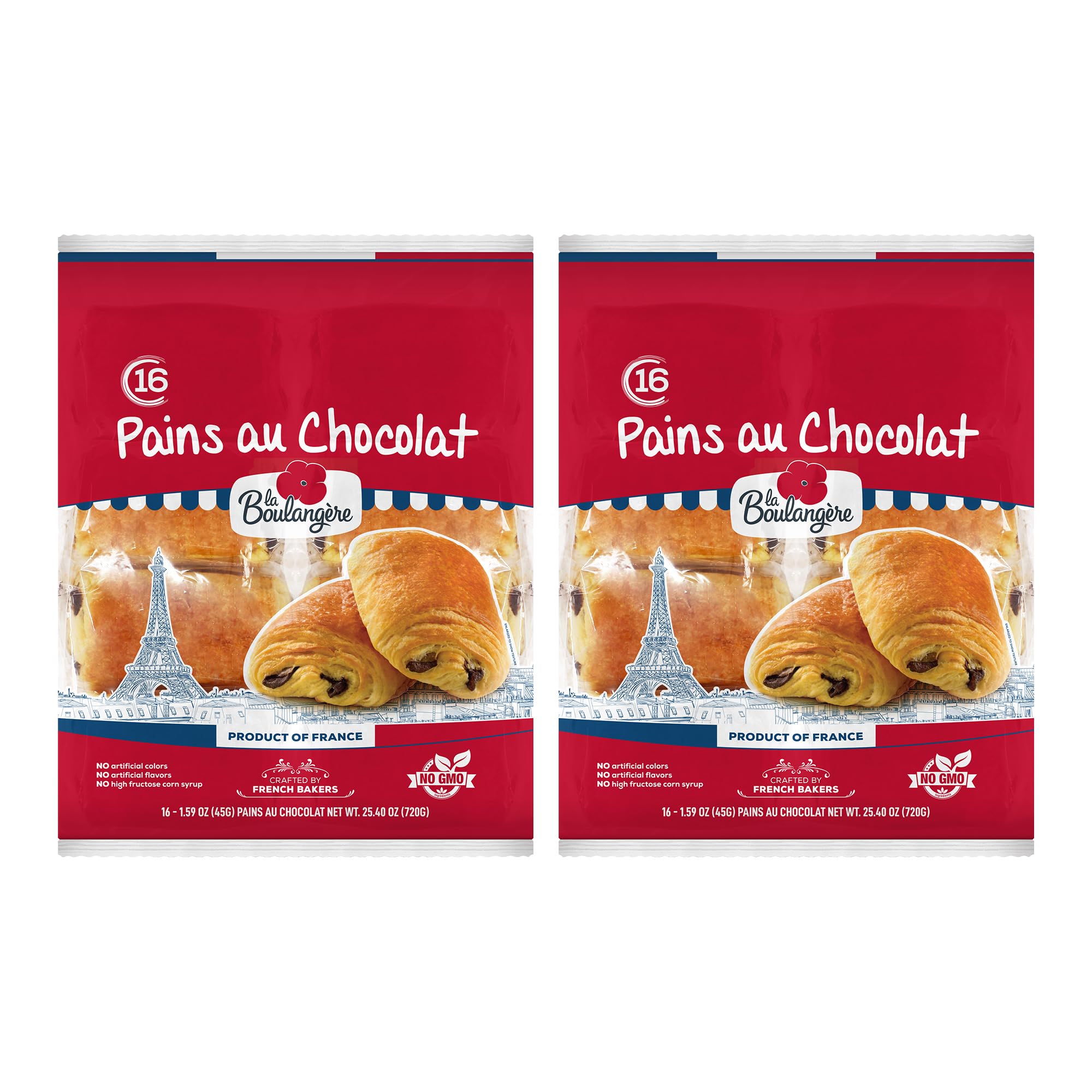 Bakerly La Boulangère pains au chocolat front view shows ready-to-eat snacking option with authentic flavor.