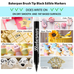 Bakerpan edible markers write on candy melts, enabling clean labels and creative designs.