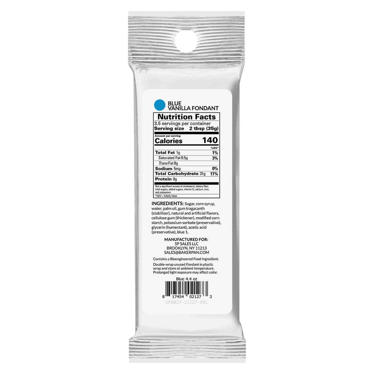 Bakerpan Premium fondant unrolled sheet with smooth texture ideal for cake covering.