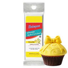 Bakerpan Premium Rolled Yellow Fondant covering a cake with a smooth finish.