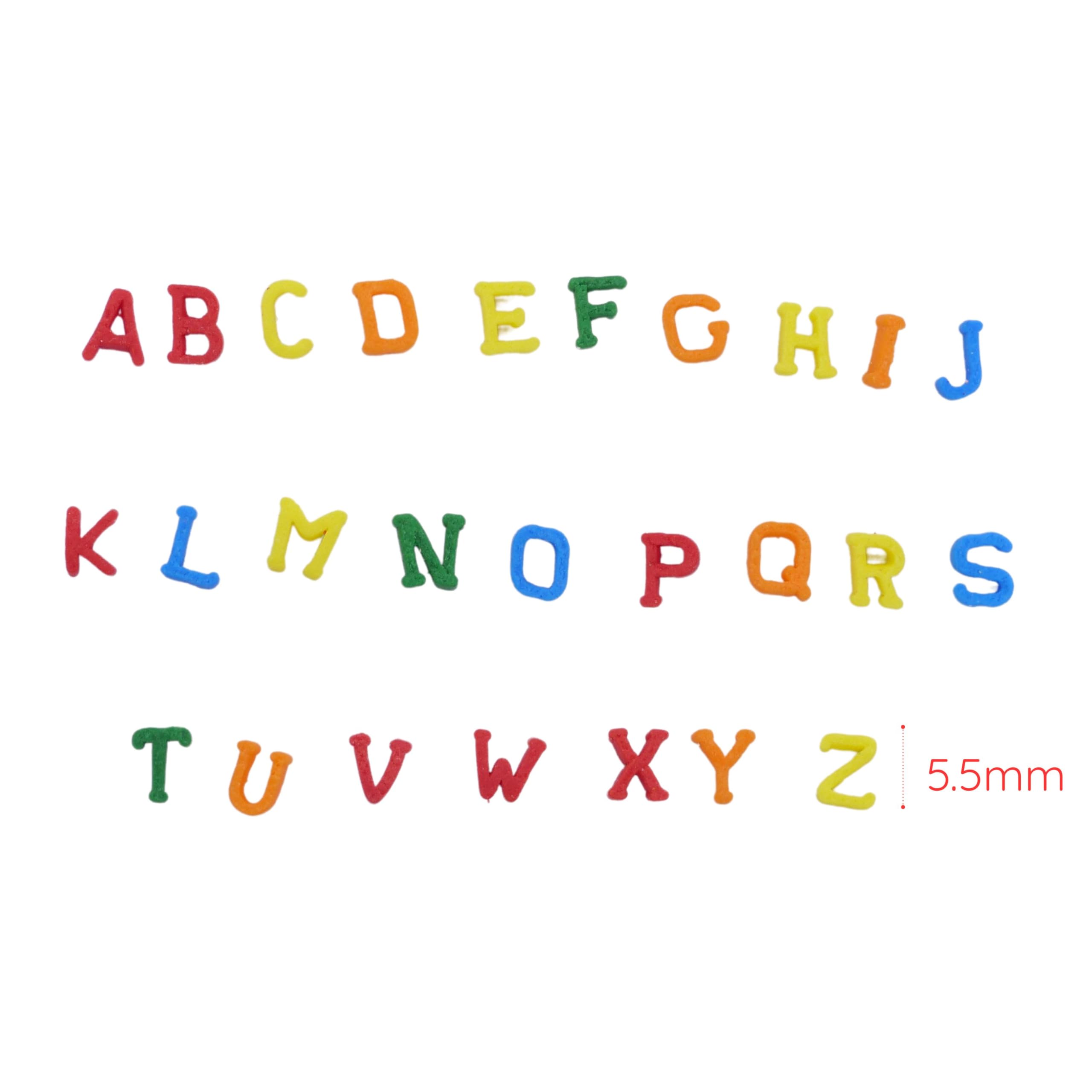 Bakerpan Quins alphabet sprinkles on ice cream with playful letter designs