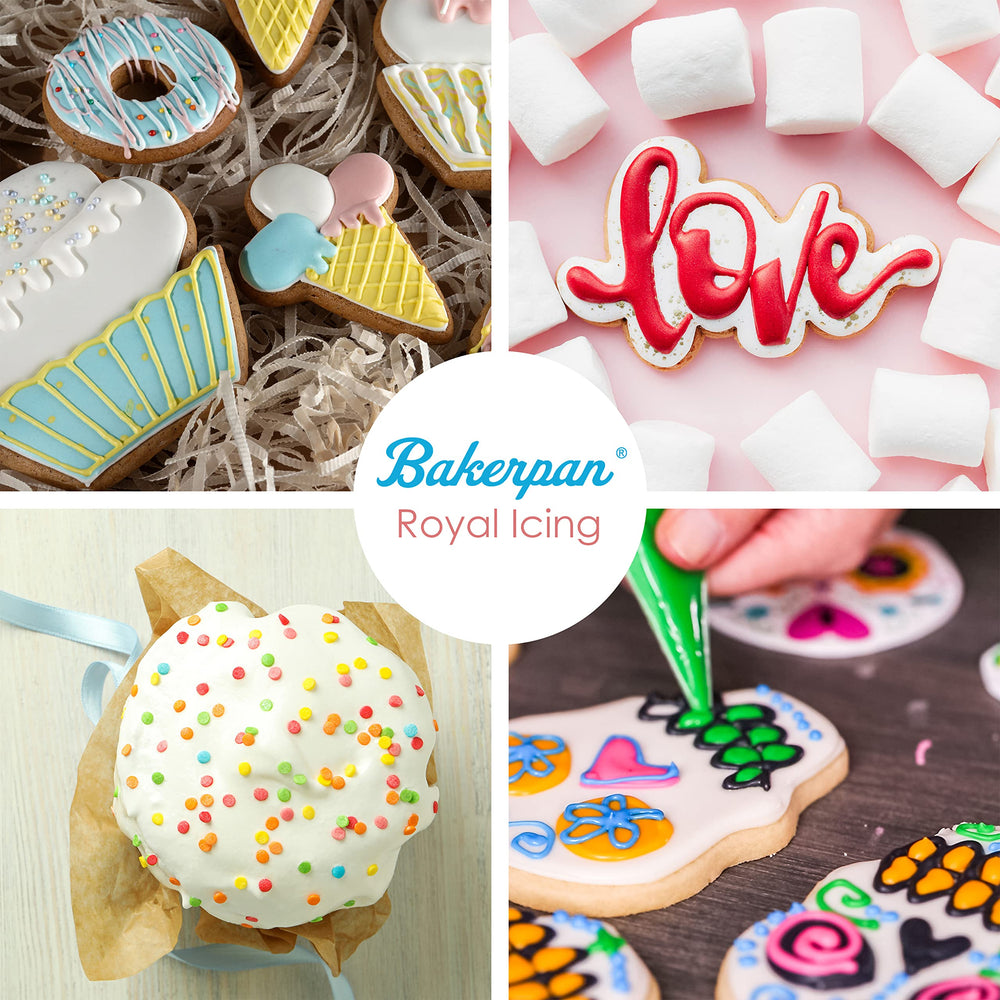 Bakerpan royal icing for decorating cookies with intricate designs and floods