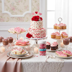 Bakerpan Valentines Sprinkles for Cookies brighten cookies with colorful heart accents.