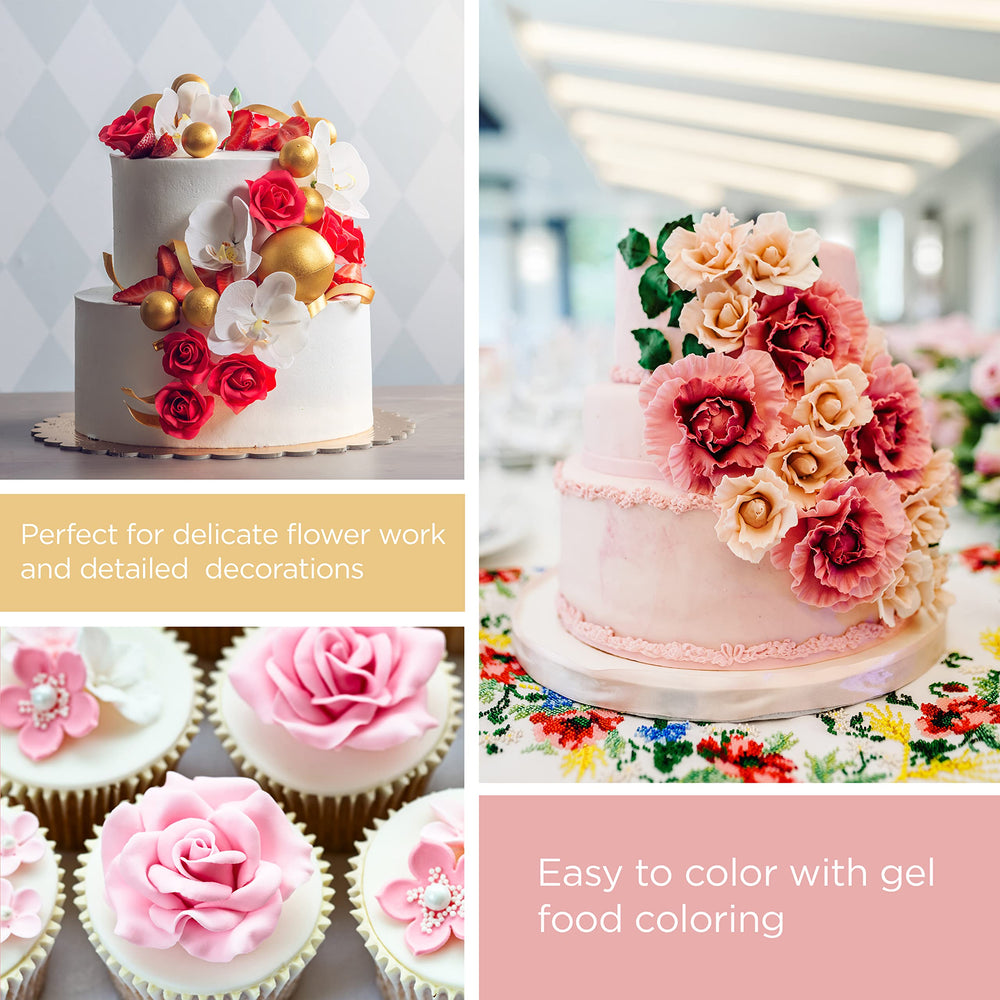 Bakerpan white gum paste flowers for delicate cake decoration