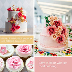 Bakerpan white gum paste flowers for delicate cake decoration