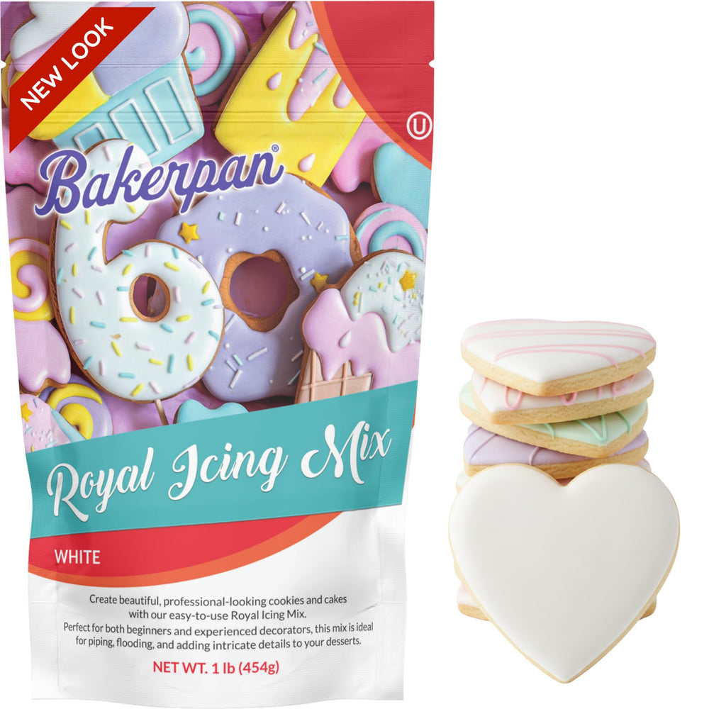 Bakerpan white royal icing mix 1lb bag for cookies and cakes, smooth and glossy