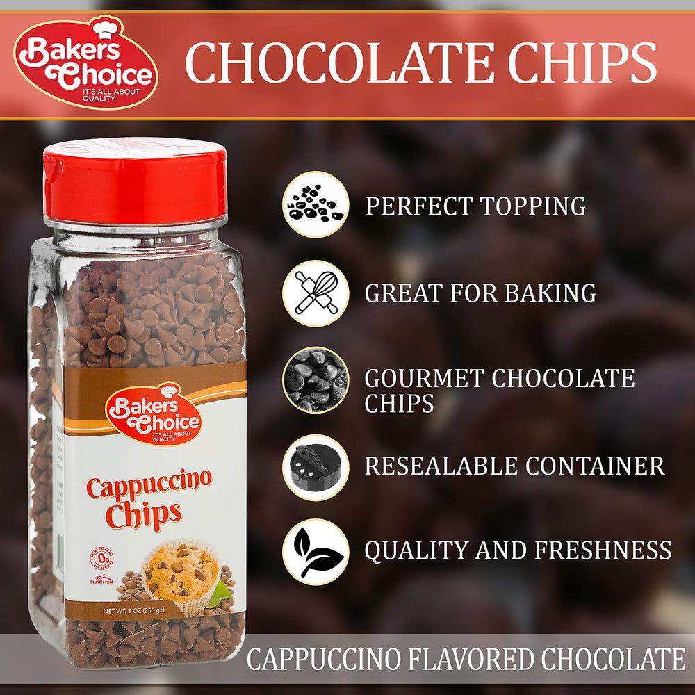Baker's Choice cappuccino chips as pancakes topping, adding texture and flavor