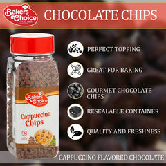 Baker's Choice cappuccino chips as pancakes topping, adding texture and flavor
